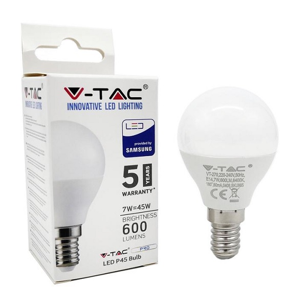 Lampada Mini Sfera Led 7w E14 Luce Fredda 600 Lumen